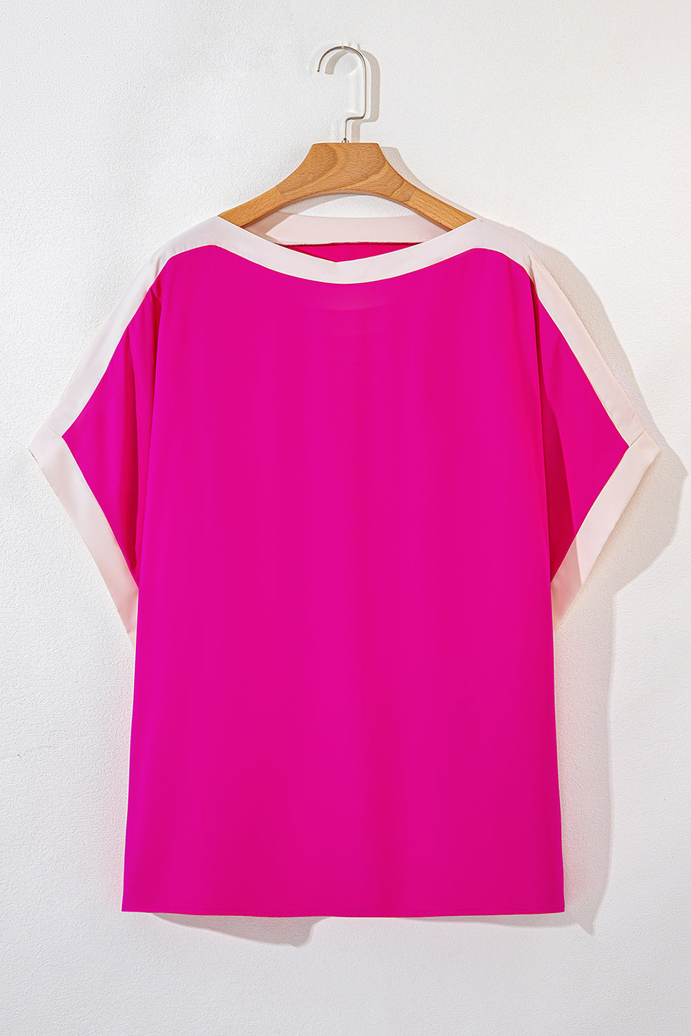 Rose Color Block Boat Neck Tunic Blouse - MAD RUFFI