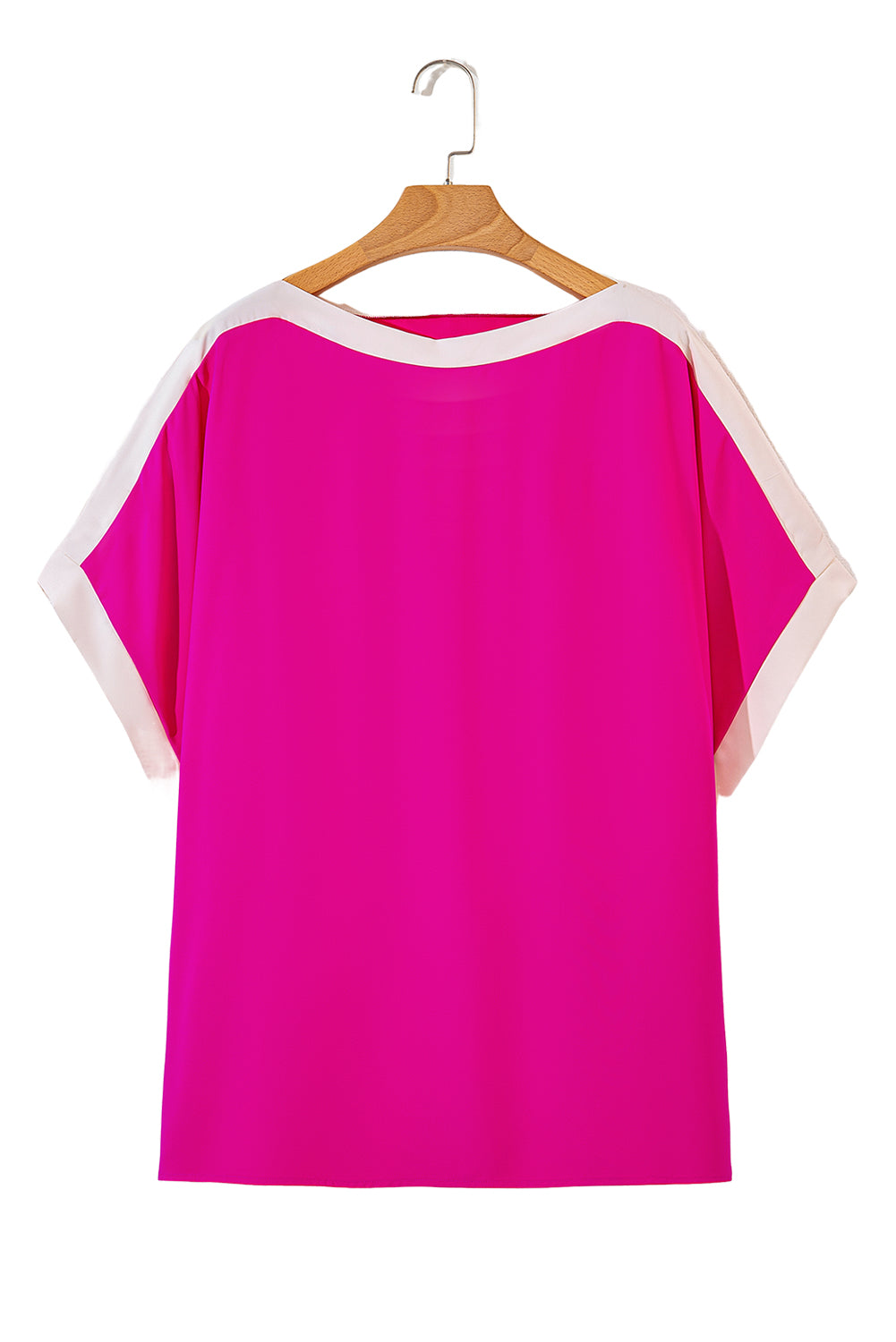 Rose Color Block Boat Neck Tunic Blouse - MAD RUFFI