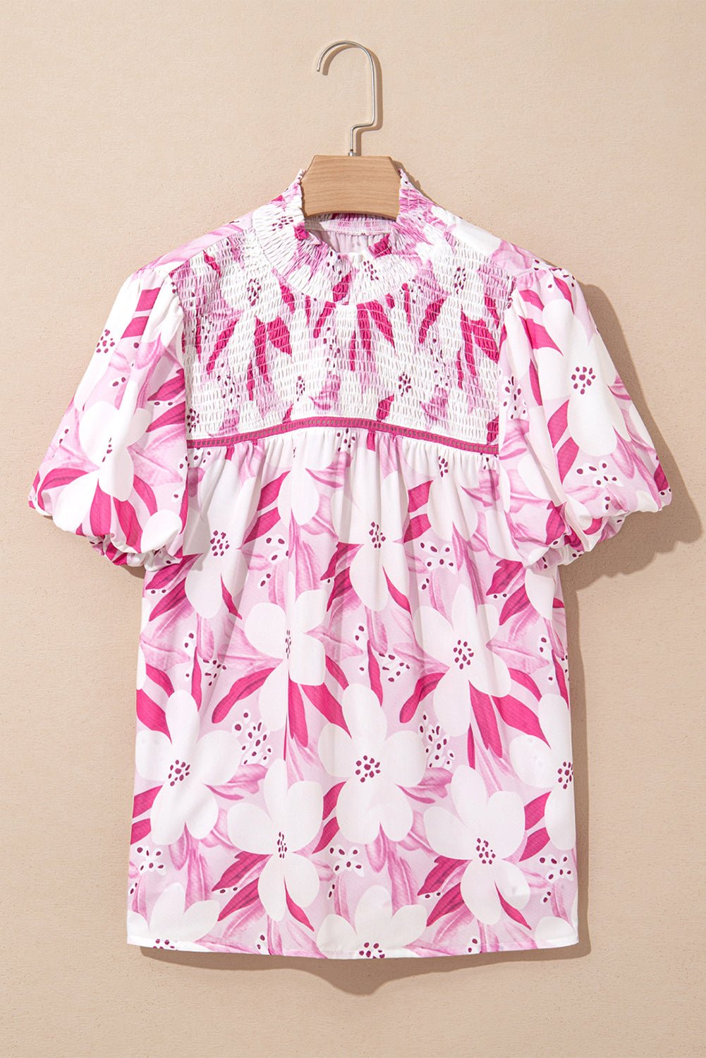 Rose Floral Frilled Collar Short Sleeve Blouse - MAD RUFFI