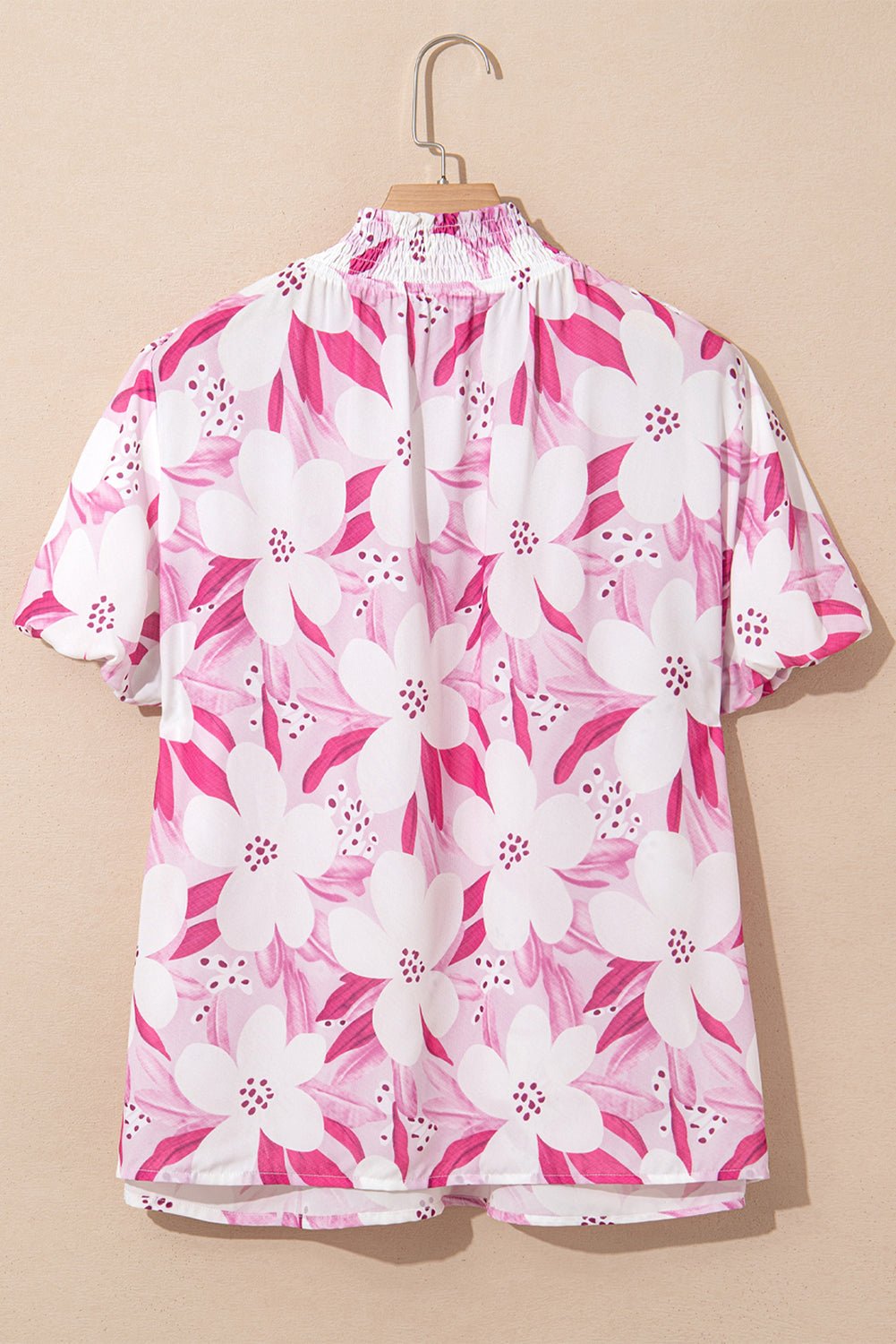 Rose Floral Frilled Collar Short Sleeve Blouse - MAD RUFFI