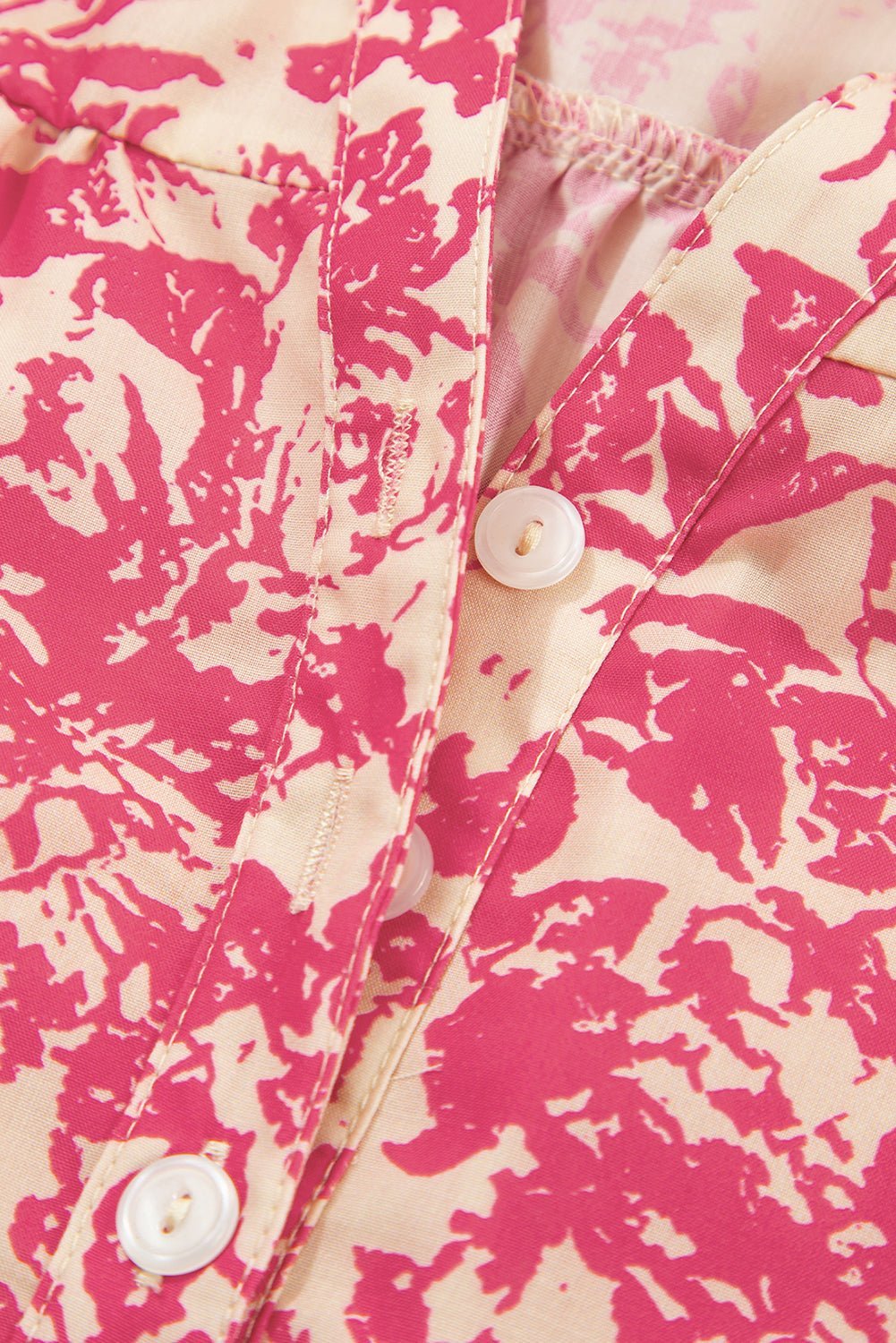 Rose Floral Print V Neck Ruffle Sleeve Blouse - MAD RUFFI