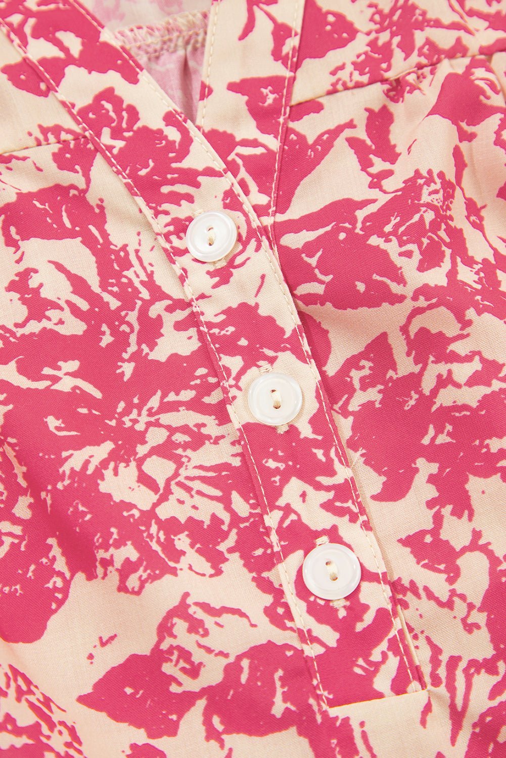 Rose Floral Print V Neck Ruffle Sleeve Blouse - MAD RUFFI