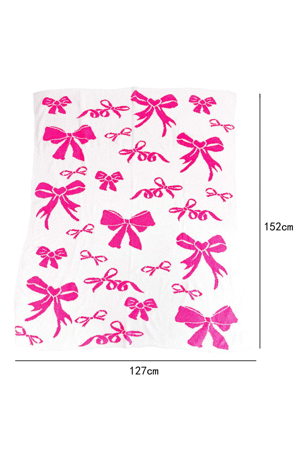 Rose Red 127*152cm Bow Printed Cozy Soft Throw Blanket - MAD RUFFI