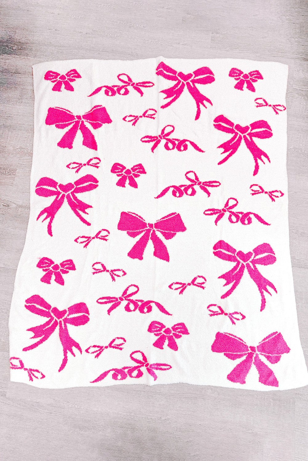 Rose Red 127*152cm Bow Printed Cozy Soft Throw Blanket - MAD RUFFI