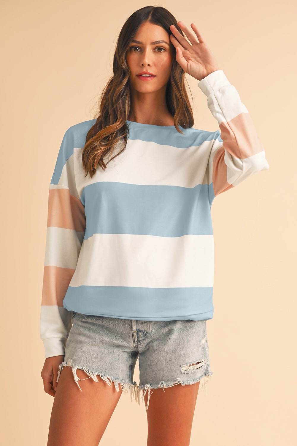 Rose Red Colorblock Drop Sleeve Top - MAD RUFFI