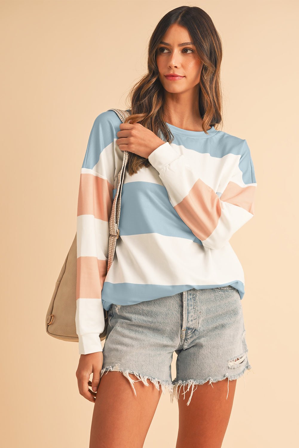 Rose Red Colorblock Drop Sleeve Top - MAD RUFFI