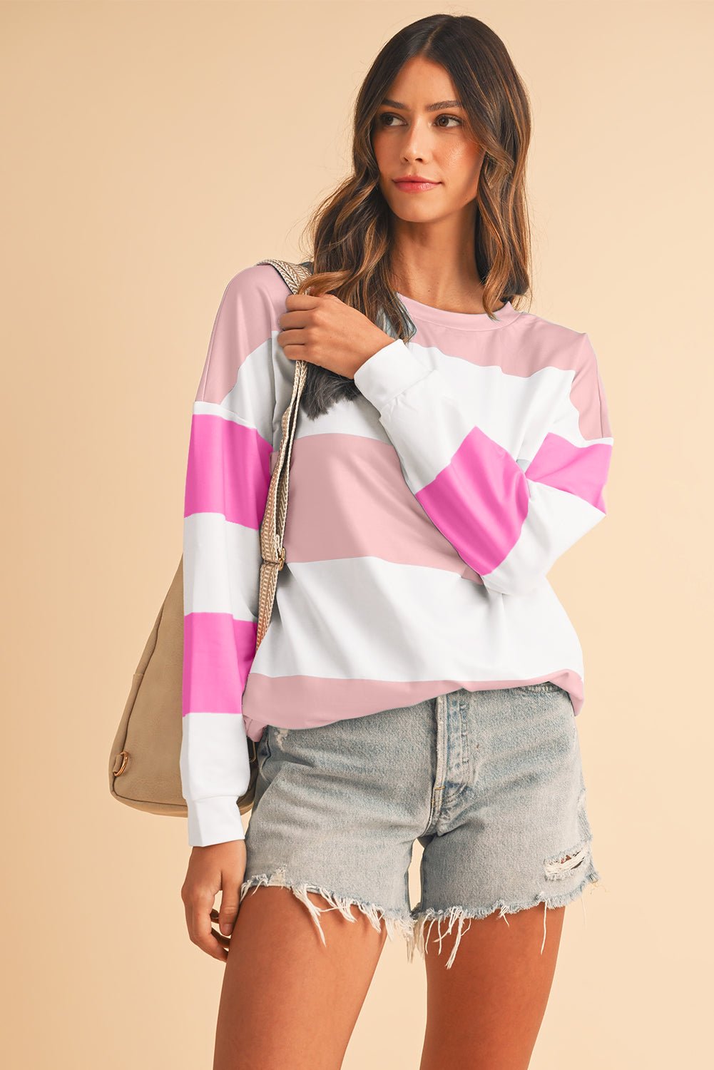 Rose Red Colorblock Drop Sleeve Top - MAD RUFFI
