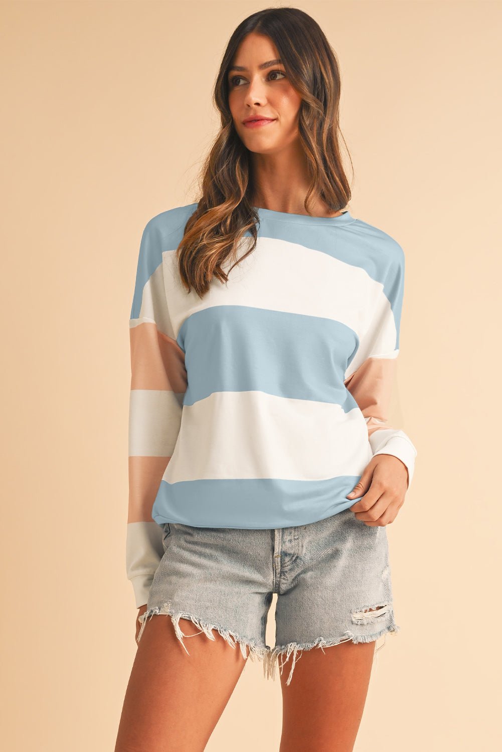 Rose Red Colorblock Drop Sleeve Top - MAD RUFFI