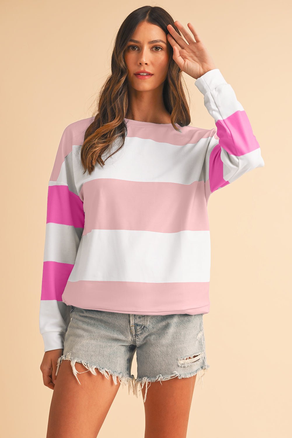 Rose Red Colorblock Drop Sleeve Top - MAD RUFFI