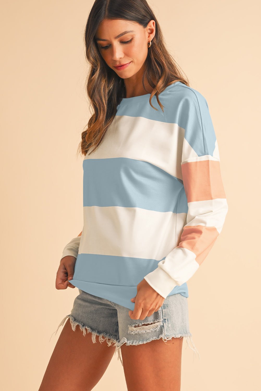 Rose Red Colorblock Drop Sleeve Top - MAD RUFFI