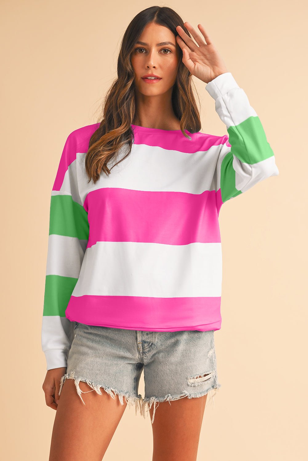 Rose Red Colorblock Drop Sleeve Top - MAD RUFFI