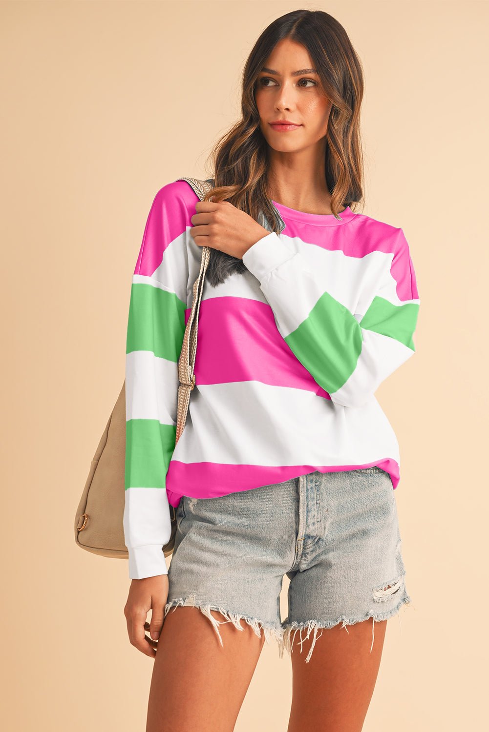 Rose Red Colorblock Drop Sleeve Top - MAD RUFFI