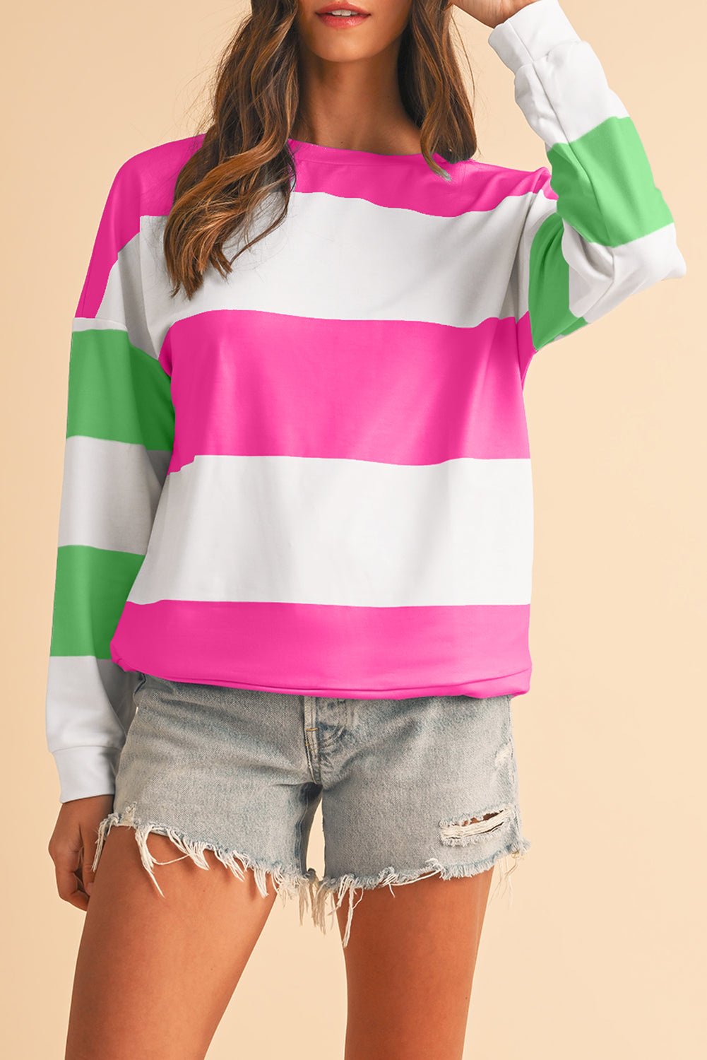 Rose Red Colorblock Drop Sleeve Top - MAD RUFFI