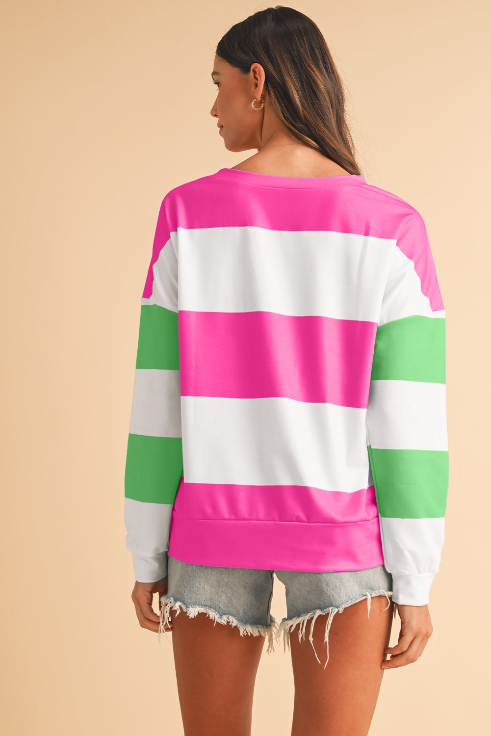 Rose Red Colorblock Drop Sleeve Top - MAD RUFFI