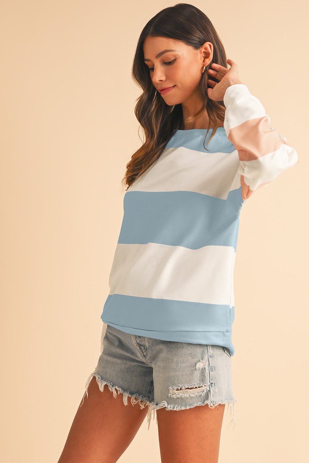 Rose Red Colorblock Drop Sleeve Top - MAD RUFFI