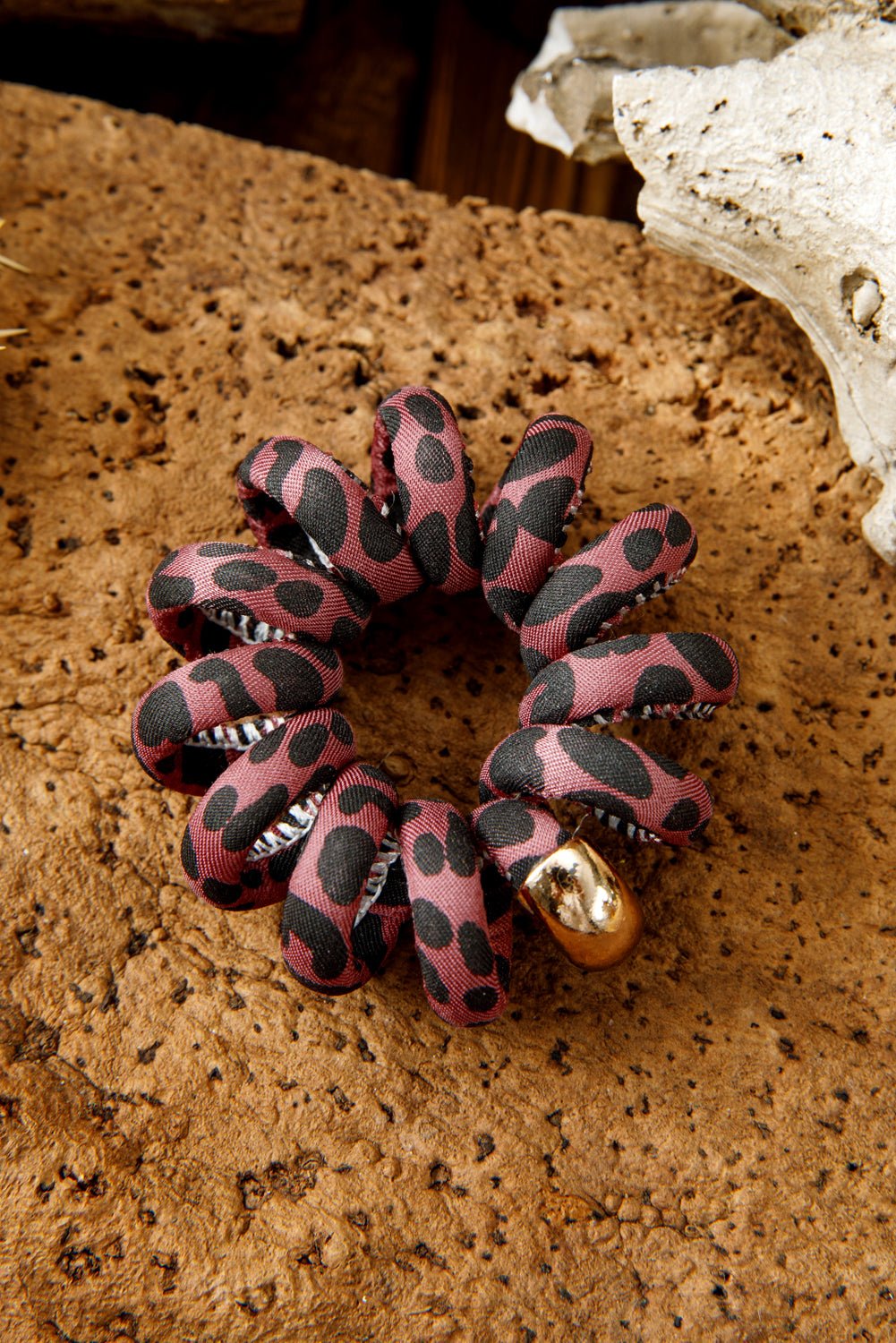 Rose Red Leopard Telephone Spiral Hair Tie - MAD RUFFI