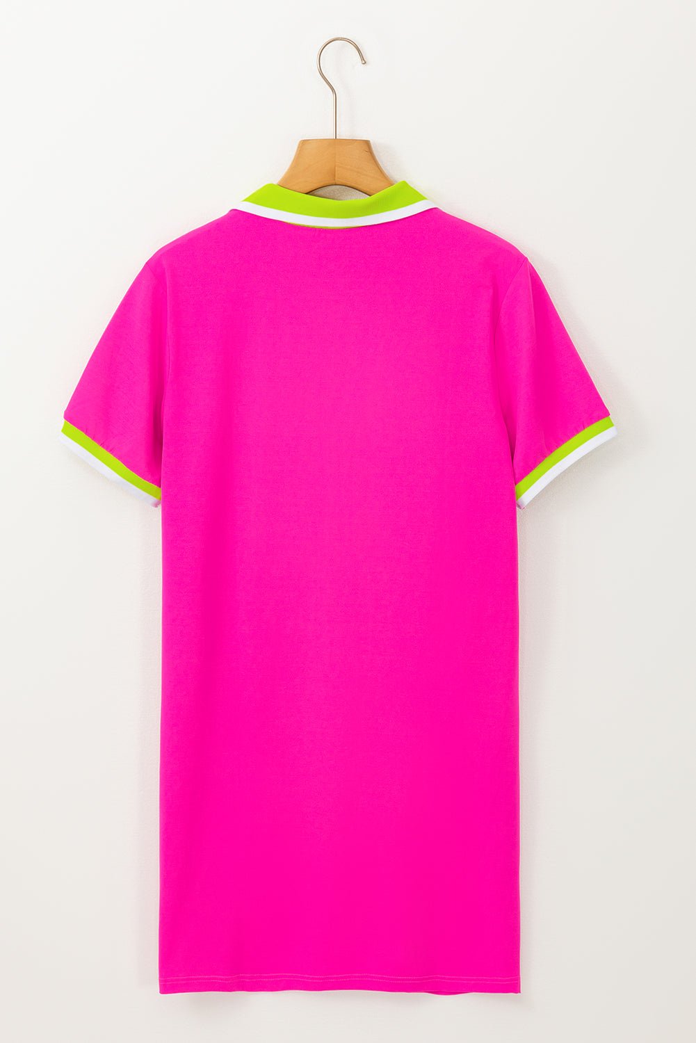 Rose Red Pop of Color Neckline T-shirt Dress - MAD RUFFI