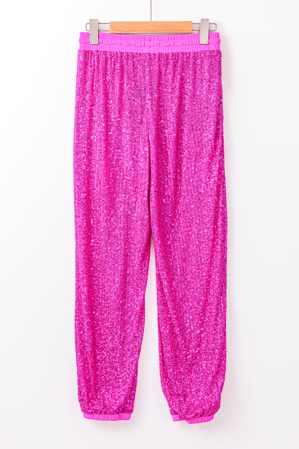 Rose Sequins Tie Elastic Waist Jogger Pants - MAD RUFFI