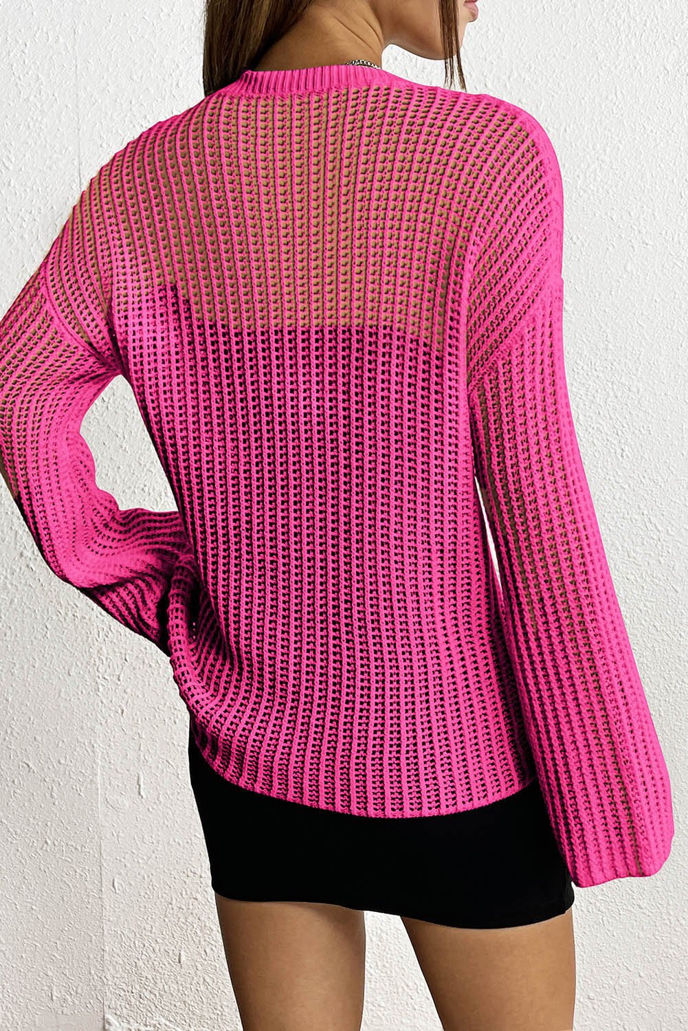 Rose Star Pattern Lightweight Hollow Knit Sweater - MAD RUFFI