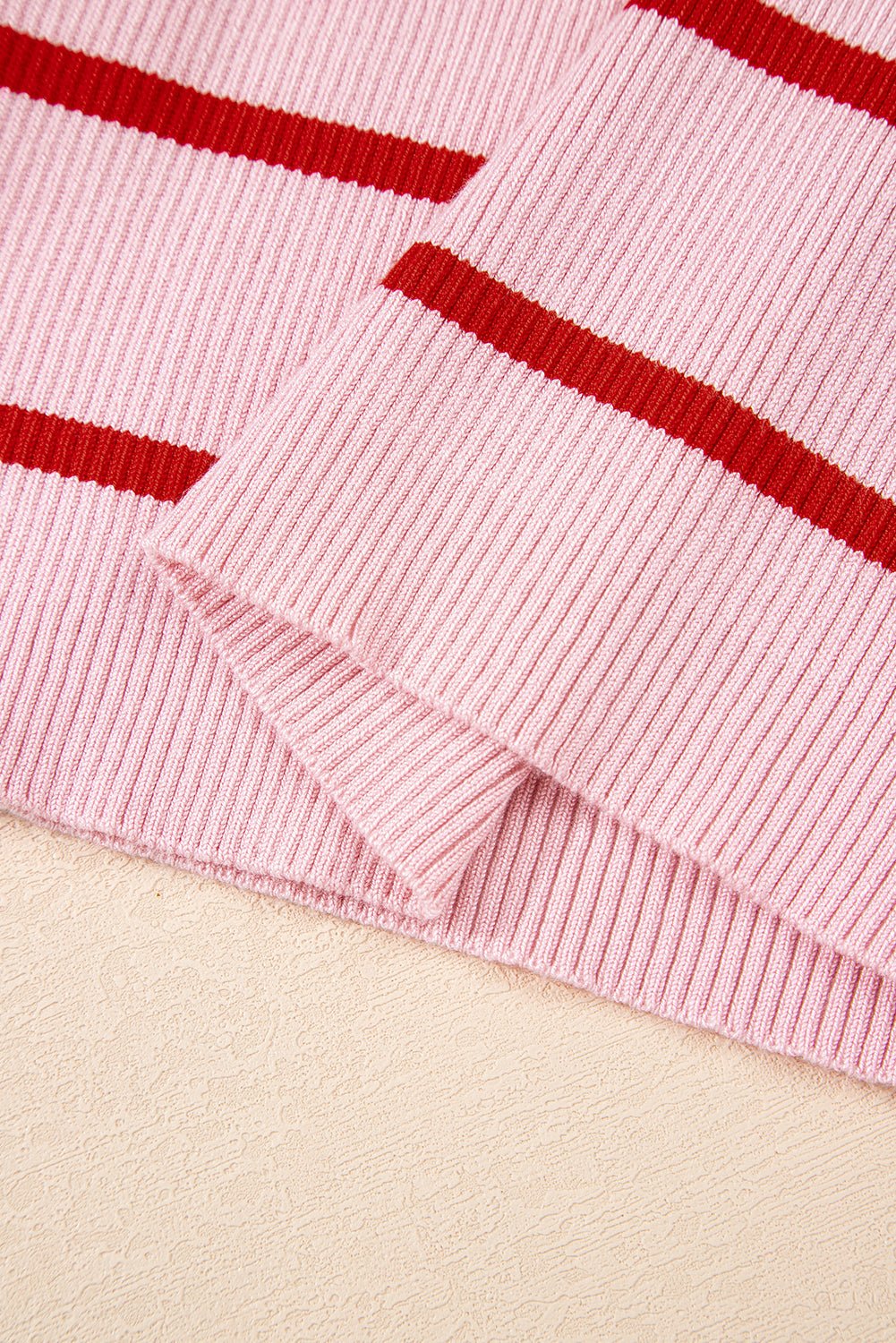 rose stripe scalloped edge ribbed tank top - MAD RUFFI