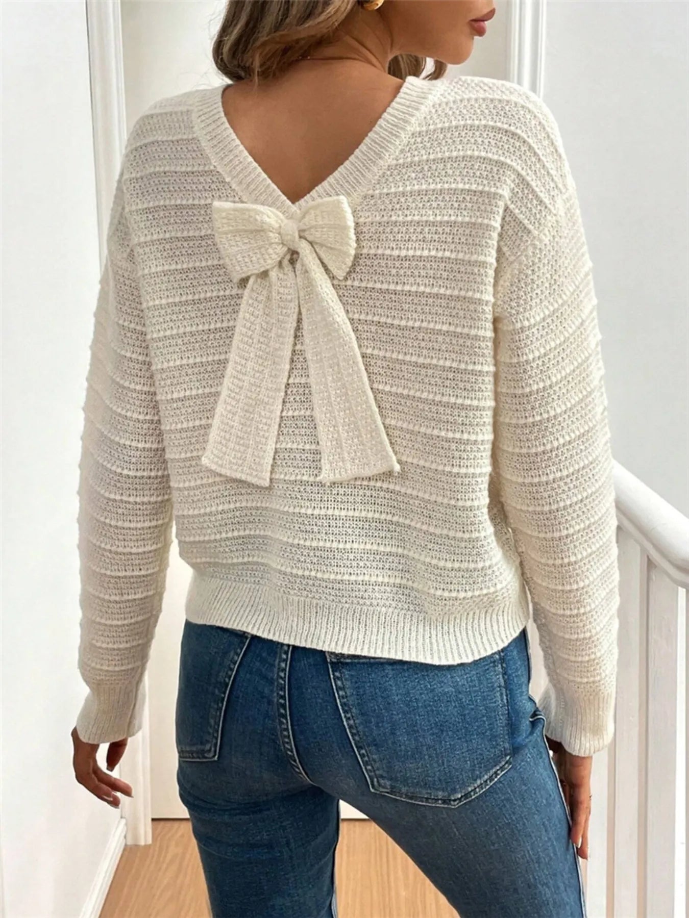 Round Neck Bow - Back Knit Top - MAD RUFFI
