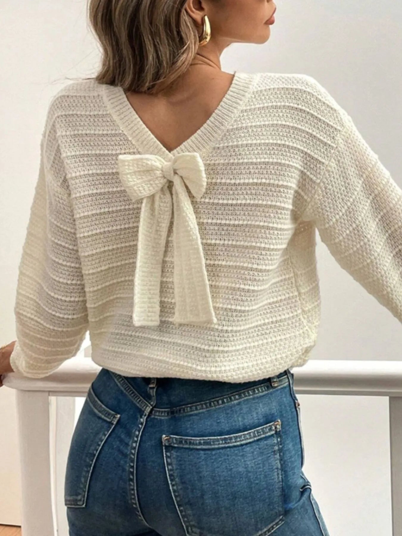 Round Neck Bow - Back Knit Top - MAD RUFFI