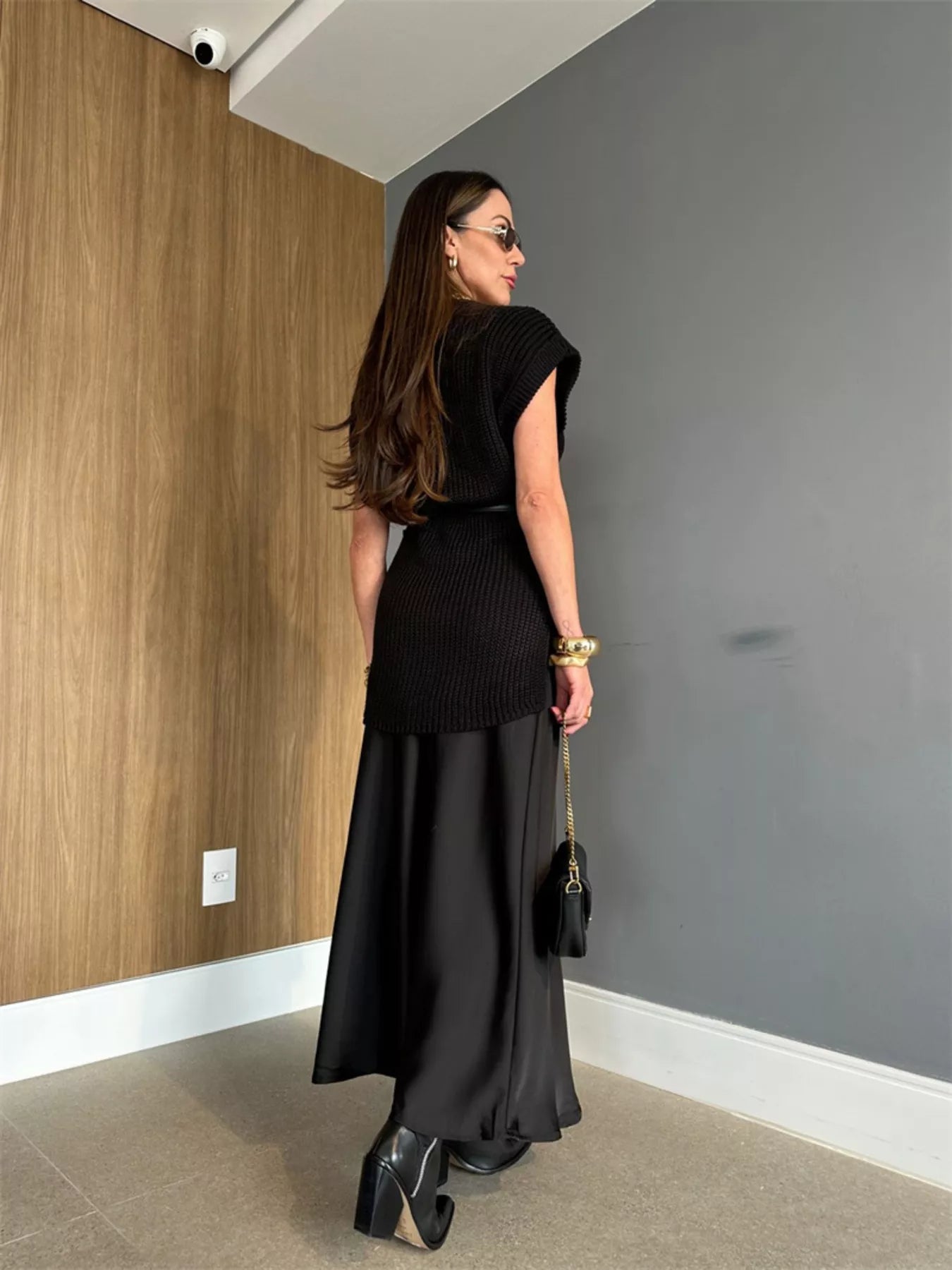 Round Neck Cap Sleeve Sweater Dress - MAD RUFFI