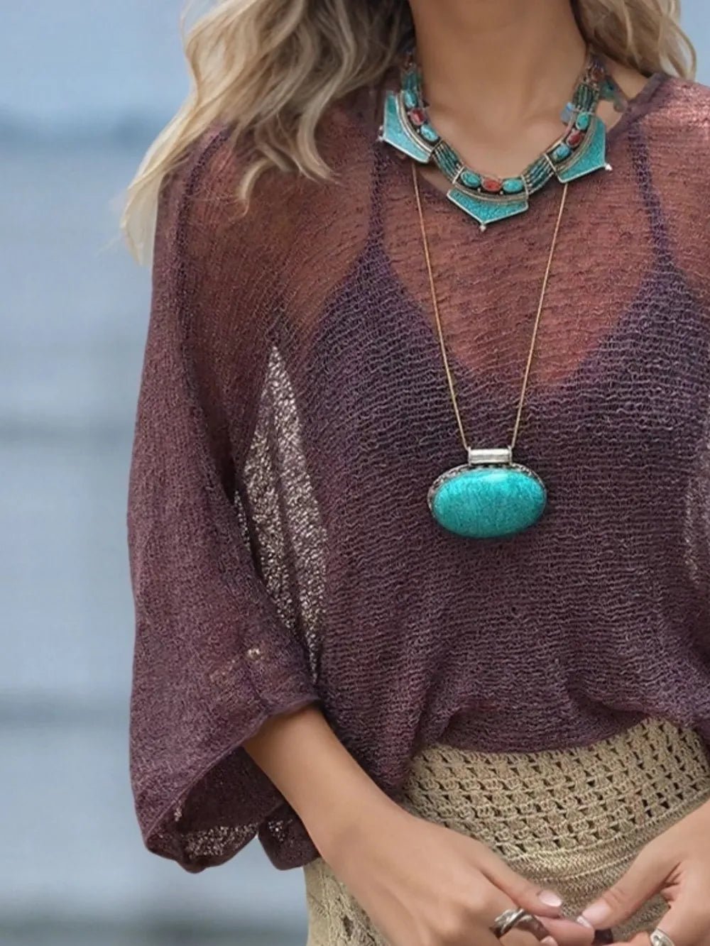 Round Neck Long Sleeve Cover - Up - MAD RUFFI