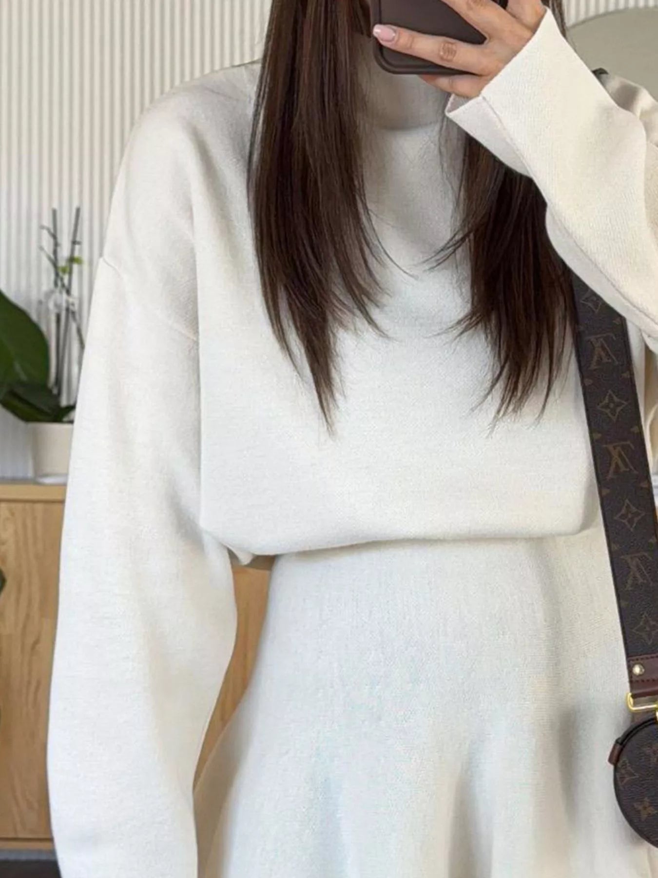 Round Neck Long Sleeve Mini Sweater Dress - MAD RUFFI