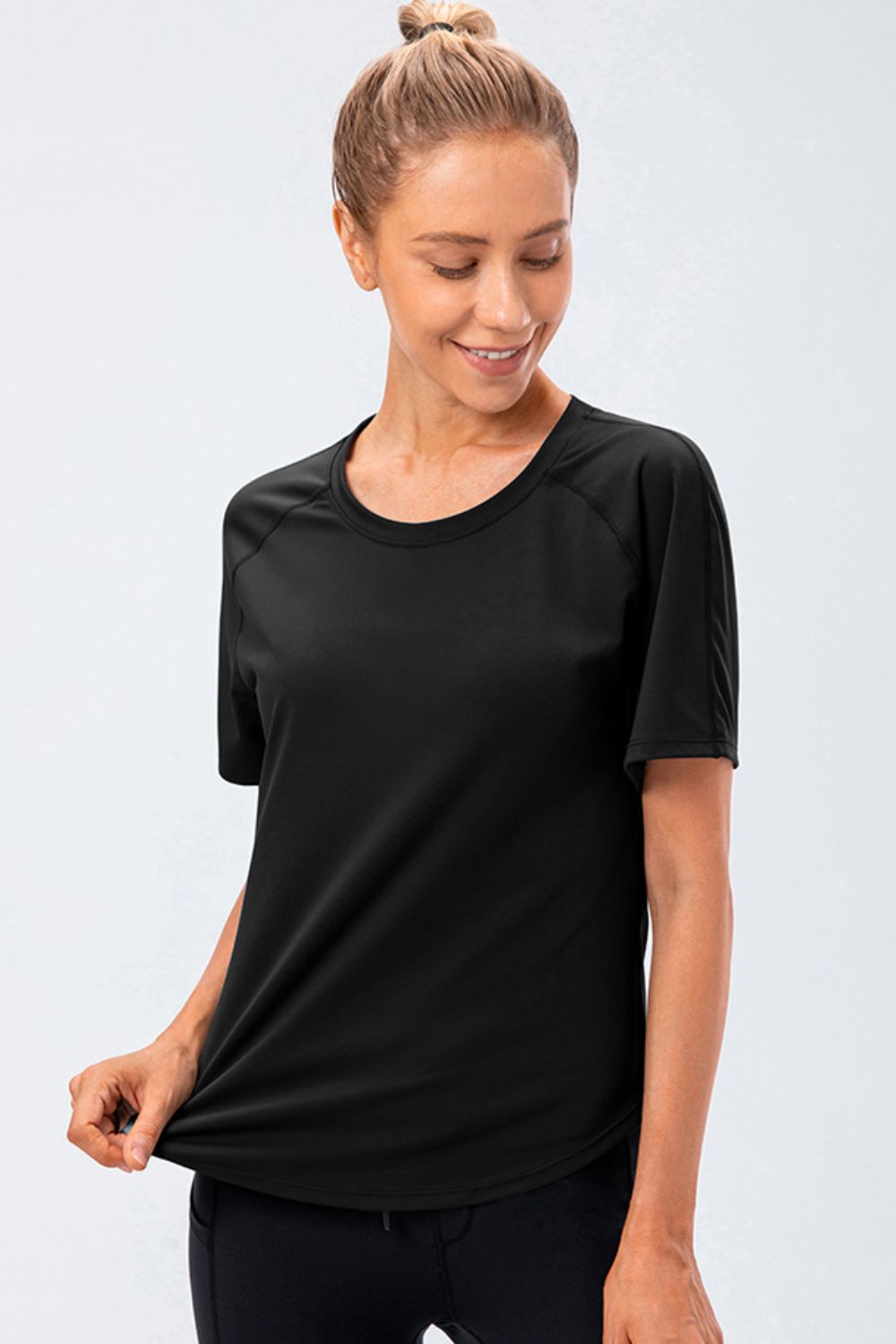 Round Neck Raglan Sleeve Active Tee - MAD RUFFI