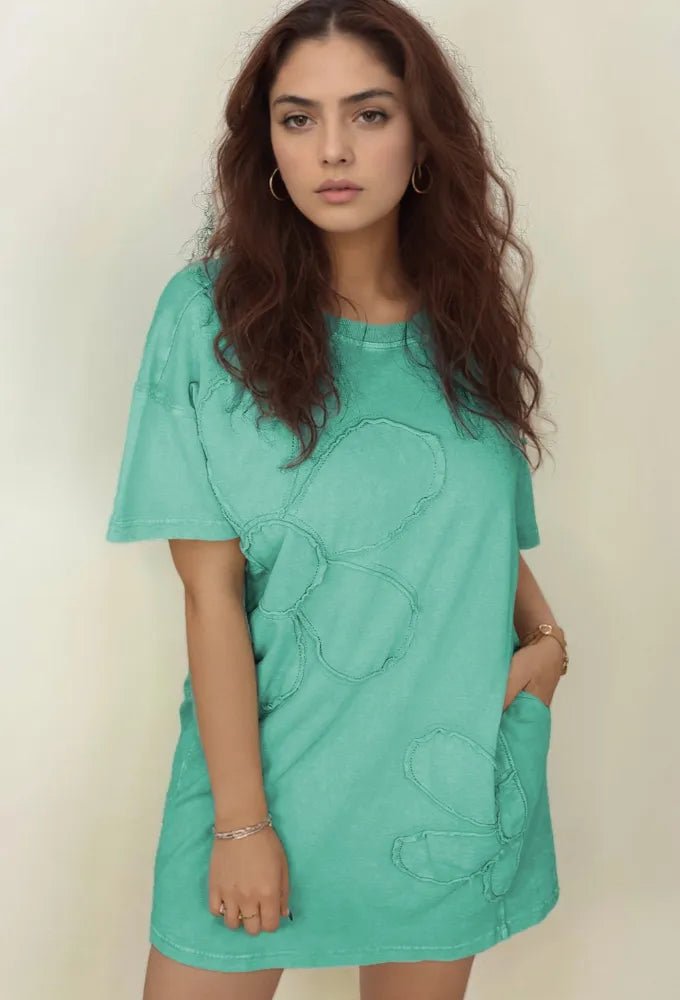 Round Neck Short Sleeve Tee Dress - MAD RUFFI