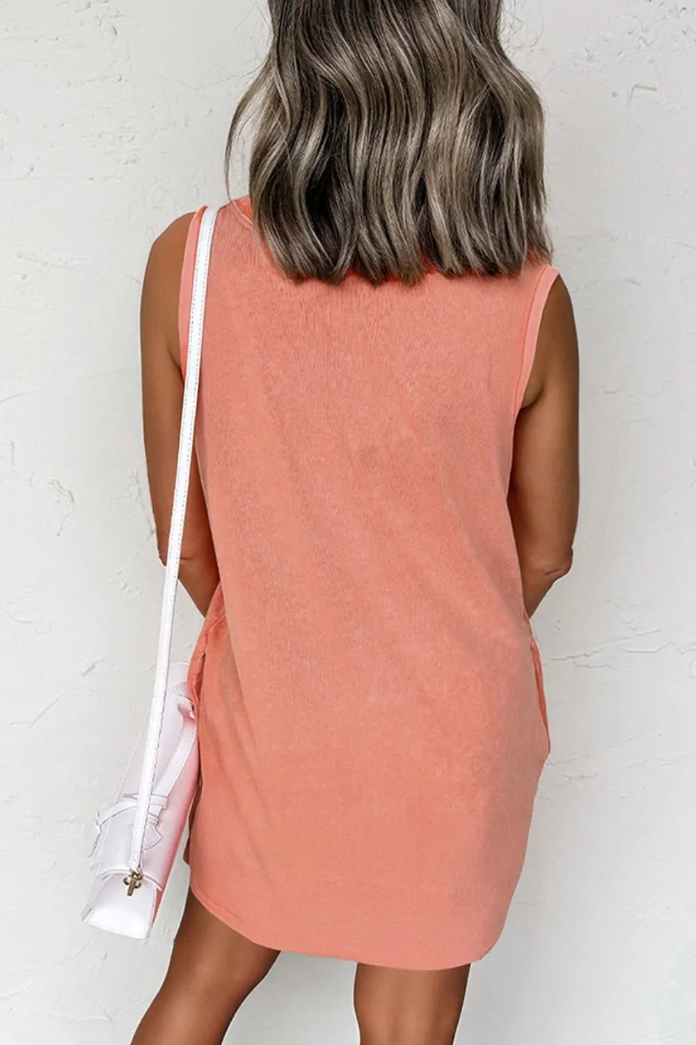 Round Neck Sleeveless Mini Dress with Pockets - MAD RUFFI