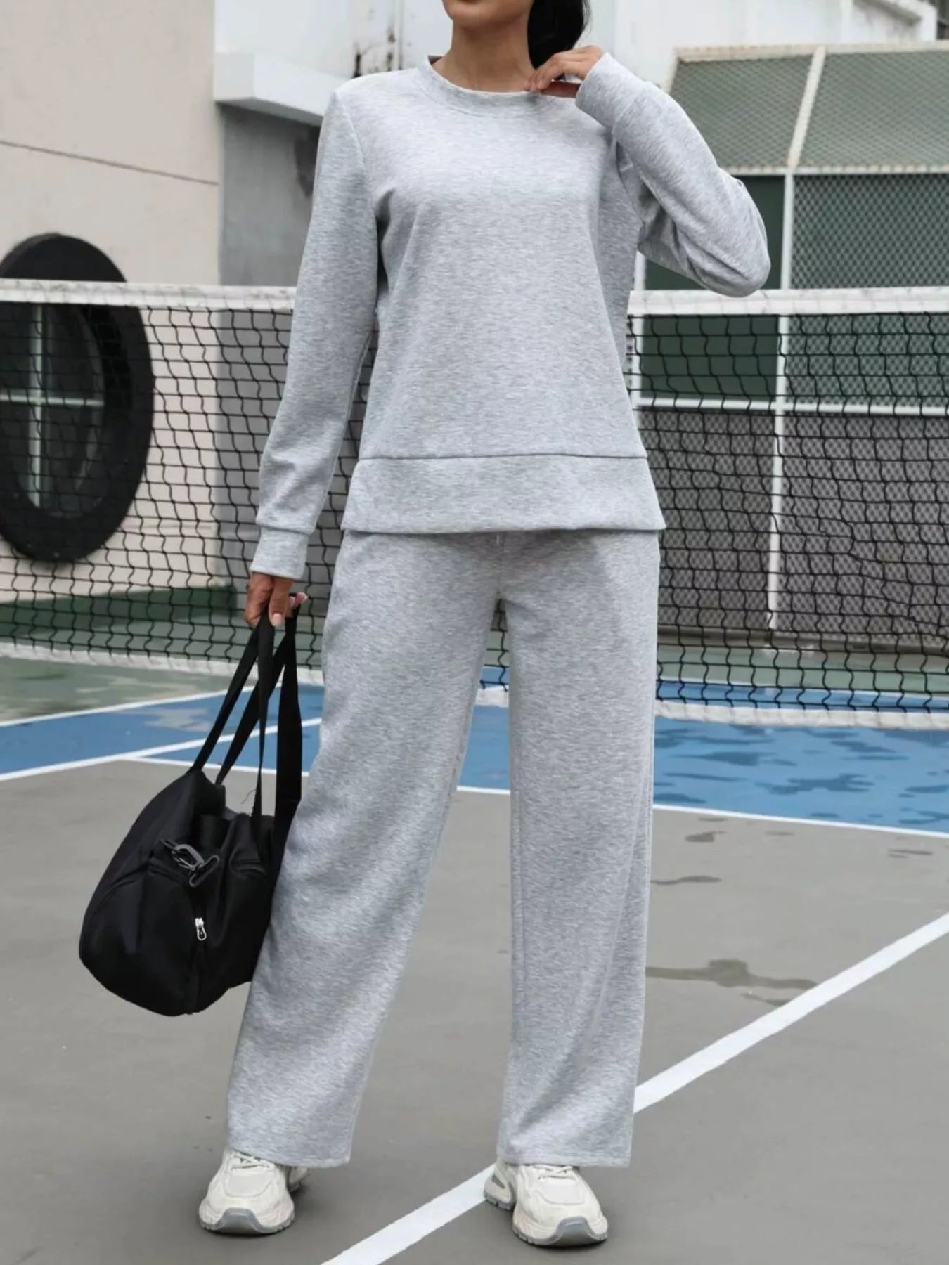 Round Neck Sweatshirt and Pants Set - MAD RUFFI