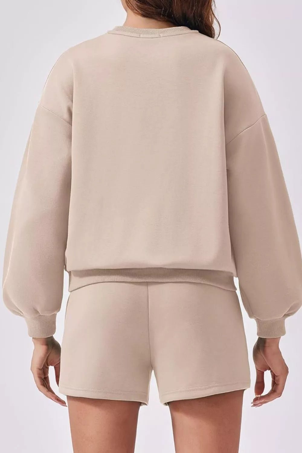 Round Neck Sweatshirt and Shorts Set - MAD RUFFI