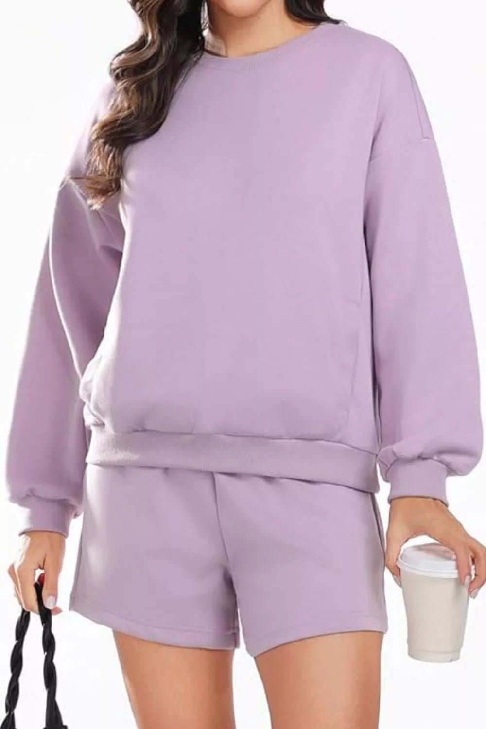 Round Neck Sweatshirt and Shorts Set - MAD RUFFI