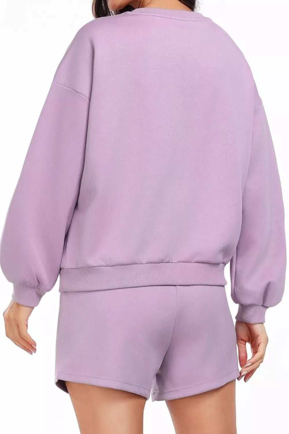 Round Neck Sweatshirt and Shorts Set - MAD RUFFI