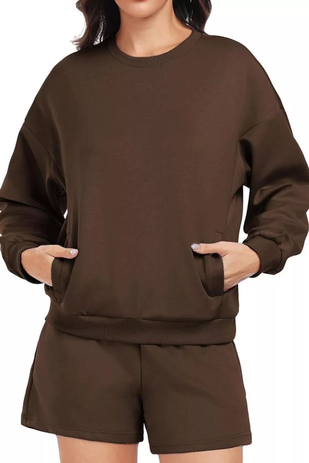 Round Neck Sweatshirt and Shorts Set - MAD RUFFI