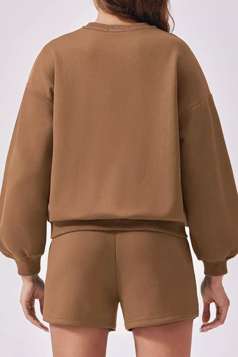 Round Neck Sweatshirt and Shorts Set - MAD RUFFI