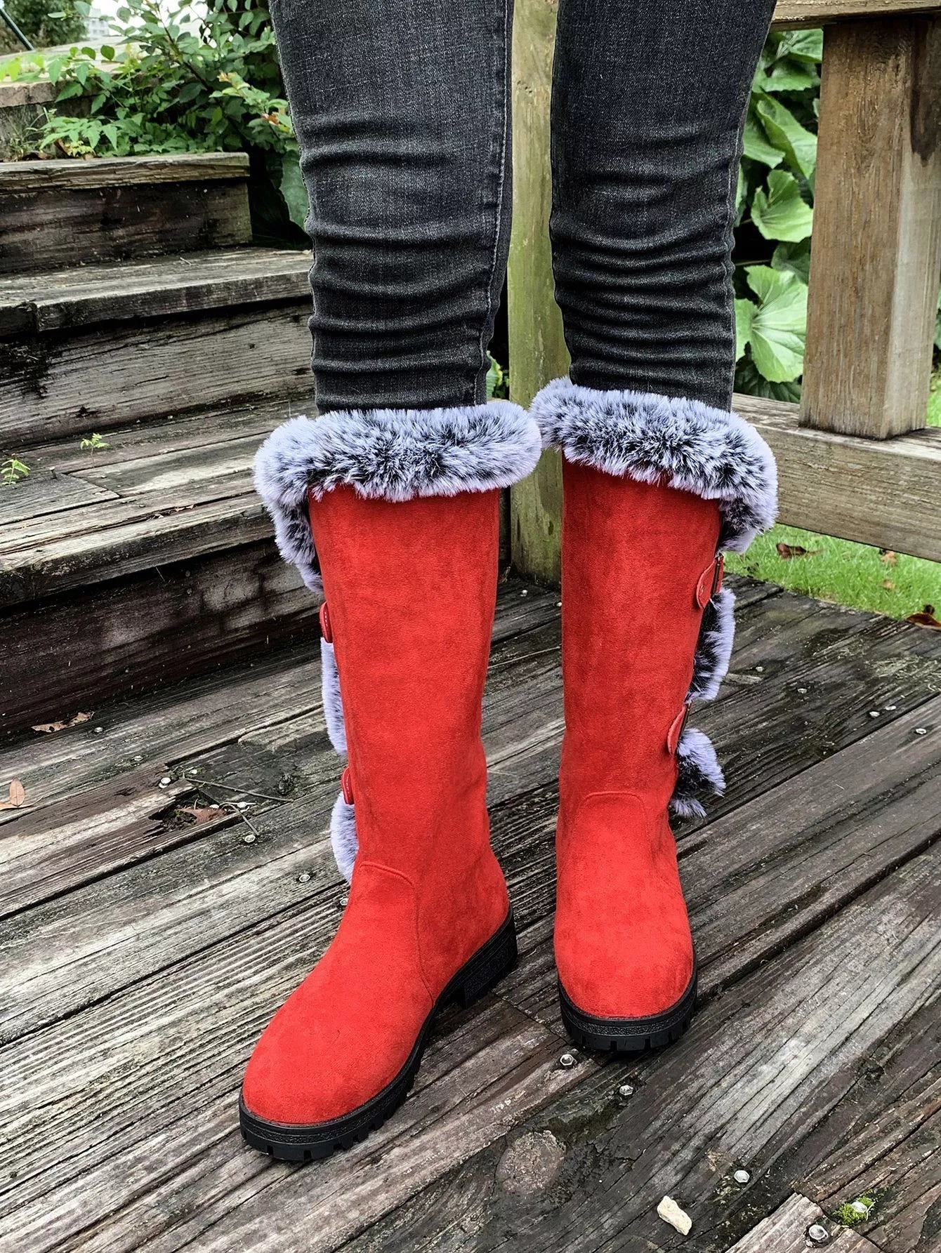 Round Toe Block Heels Boots - MAD RUFFI