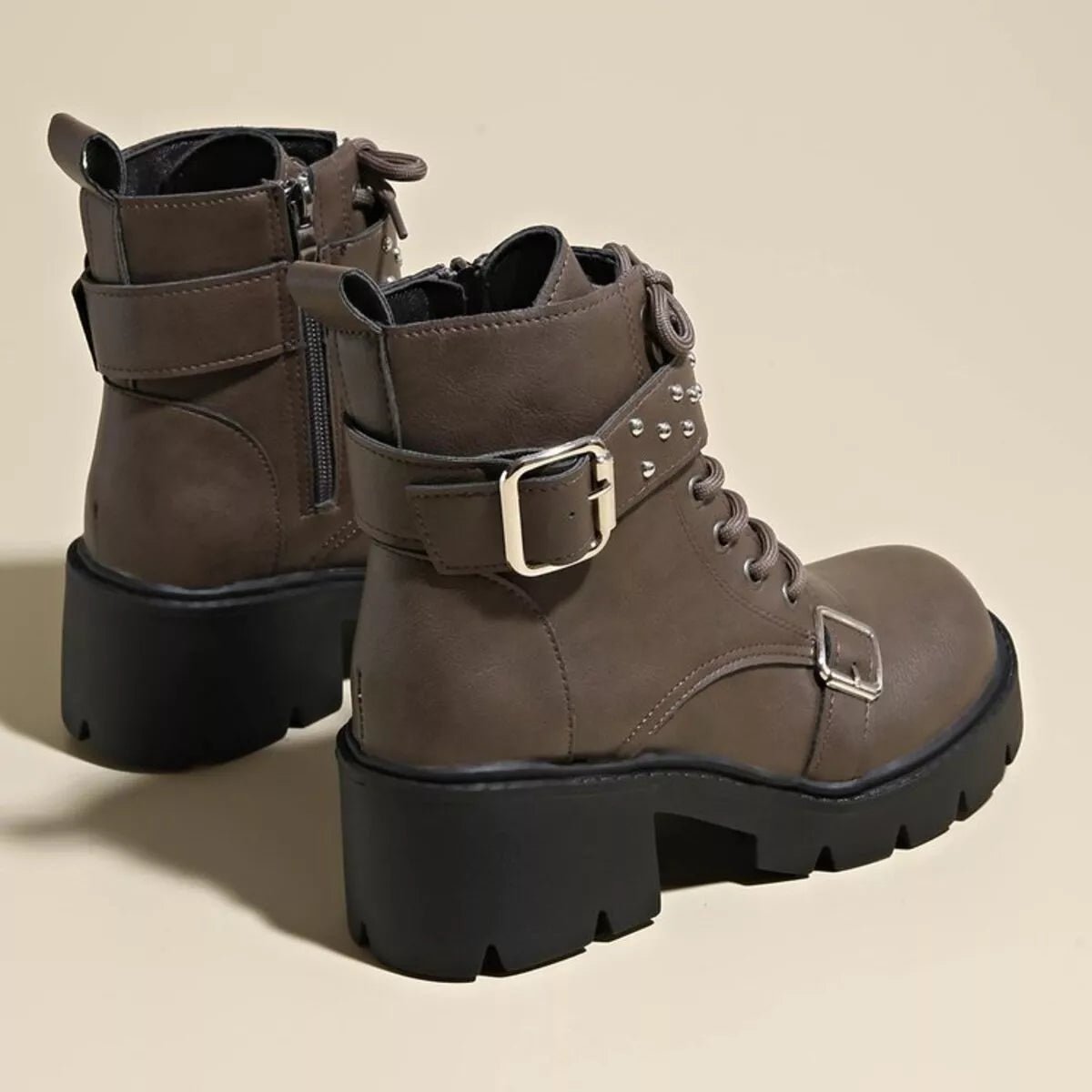 Round Toe Block Heels Boots - MAD RUFFI