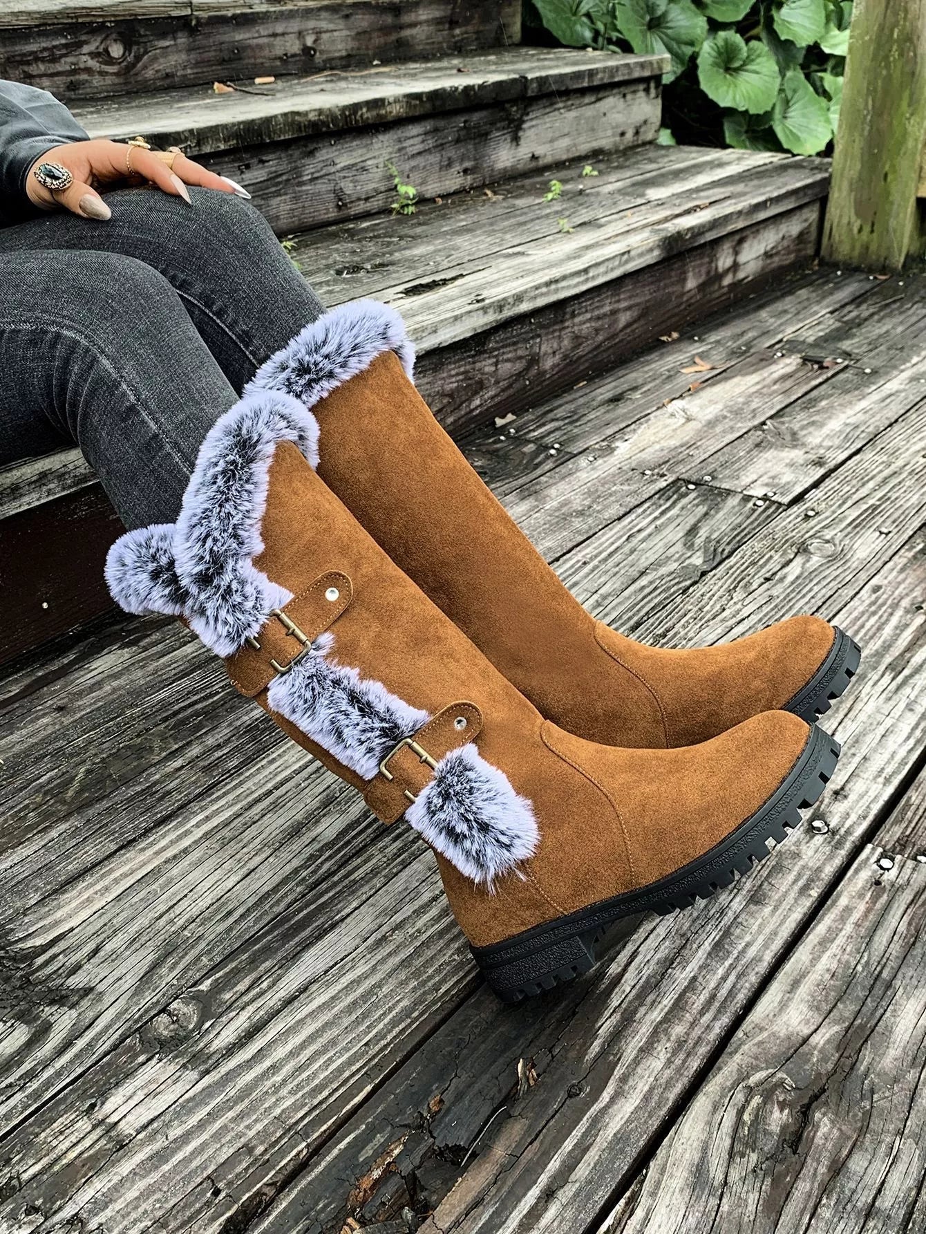 Round Toe Block Heels Boots - MAD RUFFI