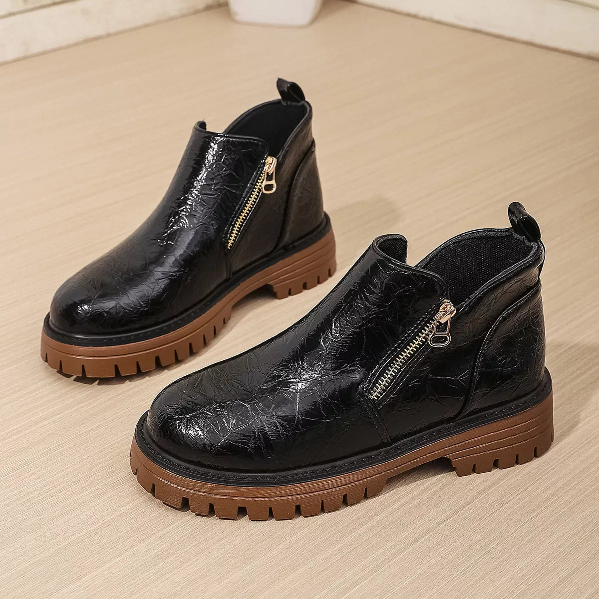 Round Toe Block Heels Boots - MAD RUFFI