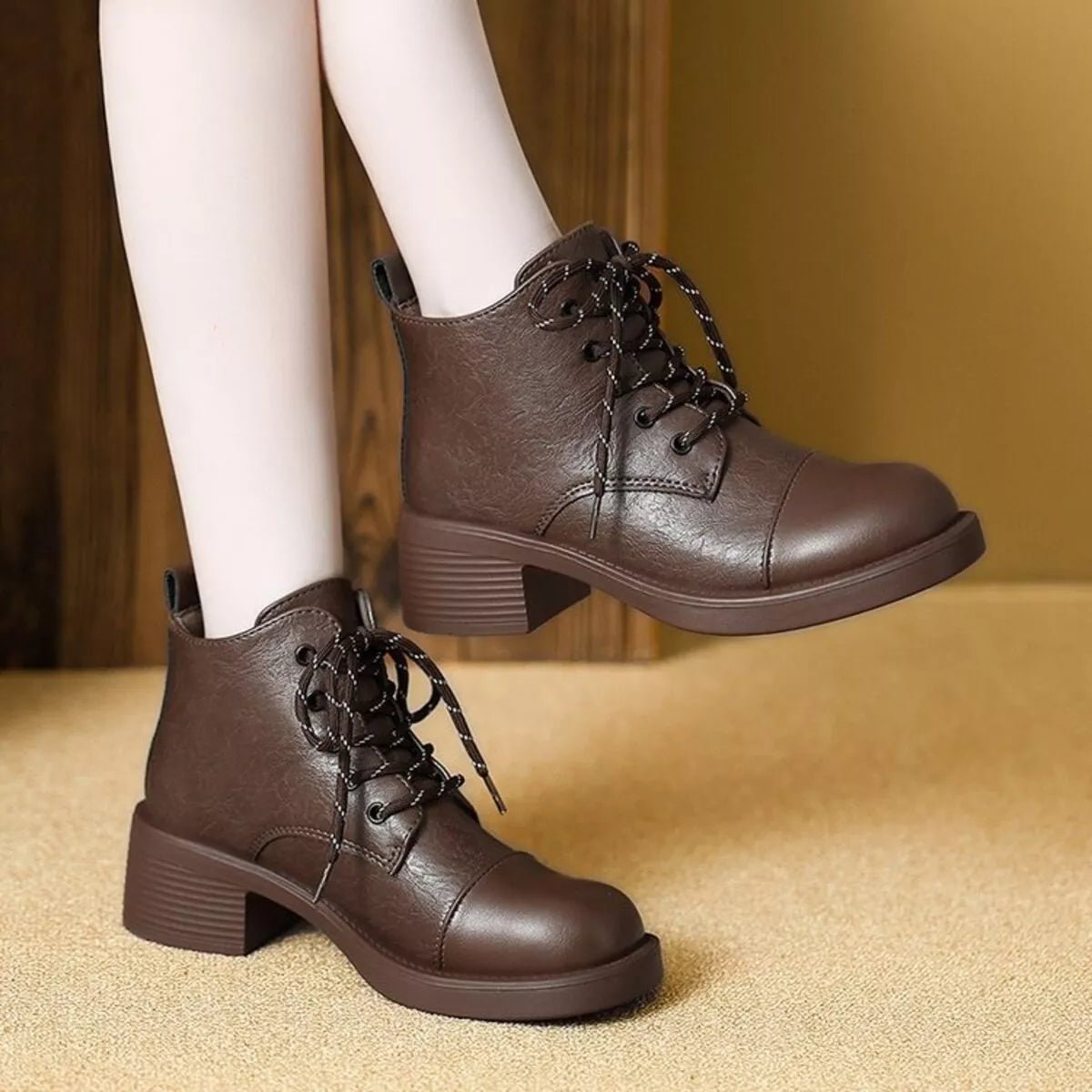 Round Toe Block Heels Boots - MAD RUFFI