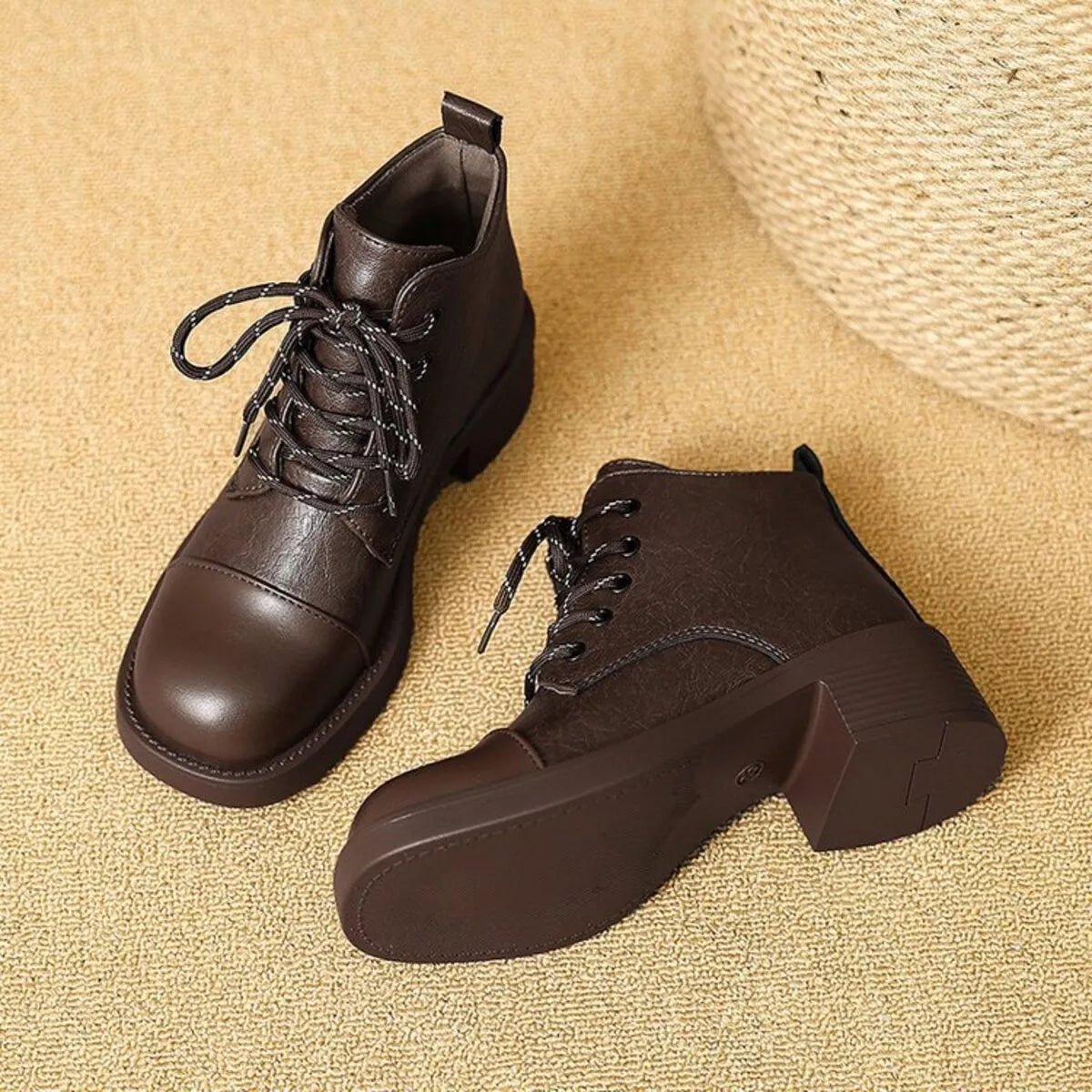 Round Toe Block Heels Boots - MAD RUFFI