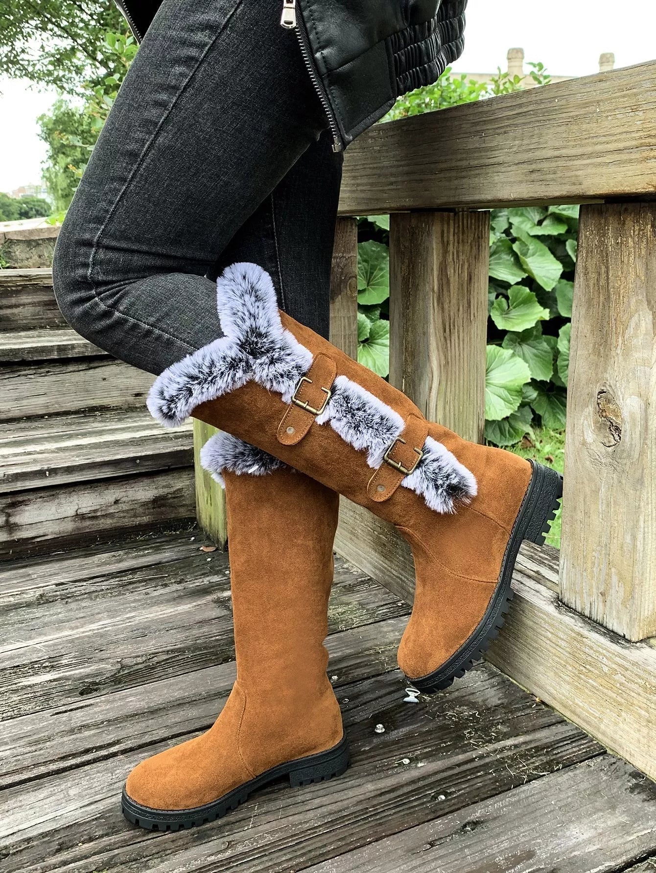 Round Toe Block Heels Boots - MAD RUFFI