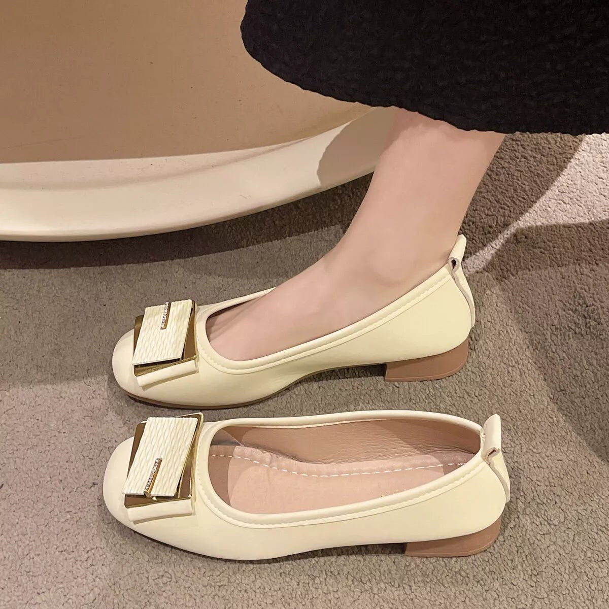 Round Toe Block Heels Slip - Ons - MAD RUFFI