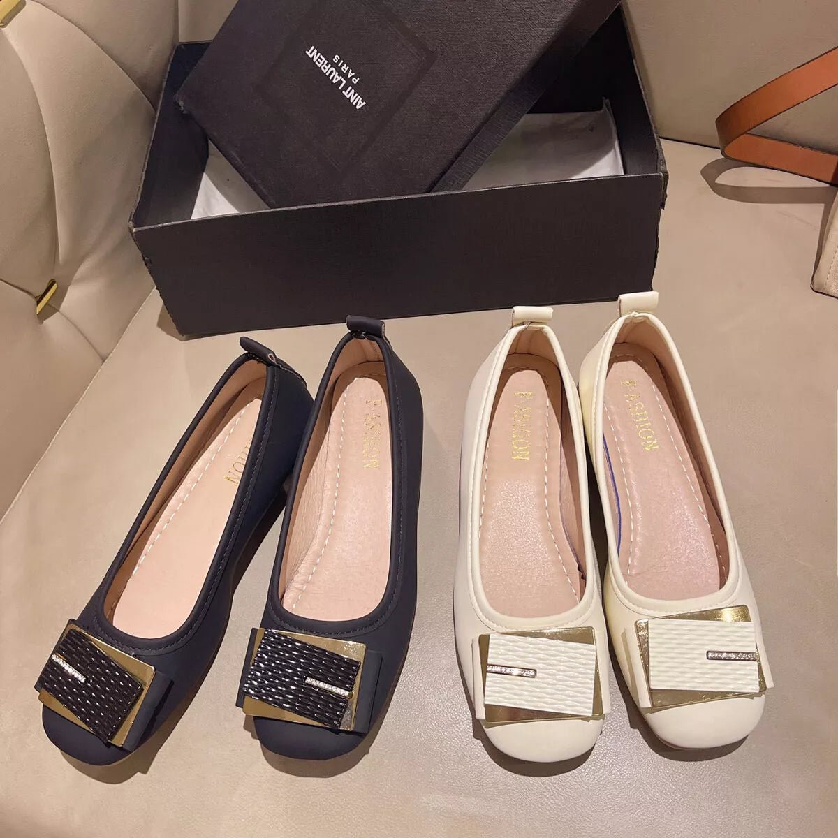 Round Toe Block Heels Slip - Ons - MAD RUFFI