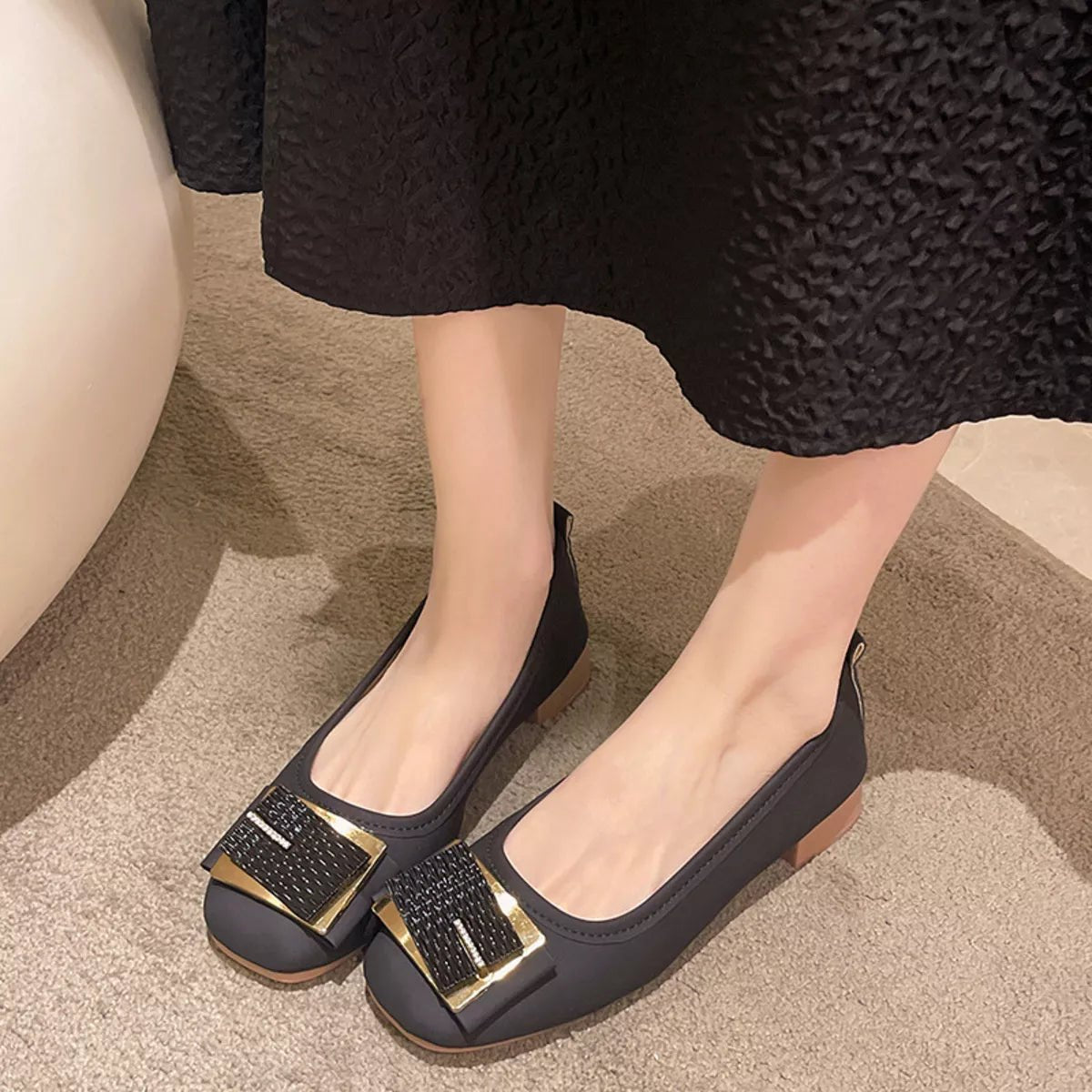 Round Toe Block Heels Slip - Ons - MAD RUFFI