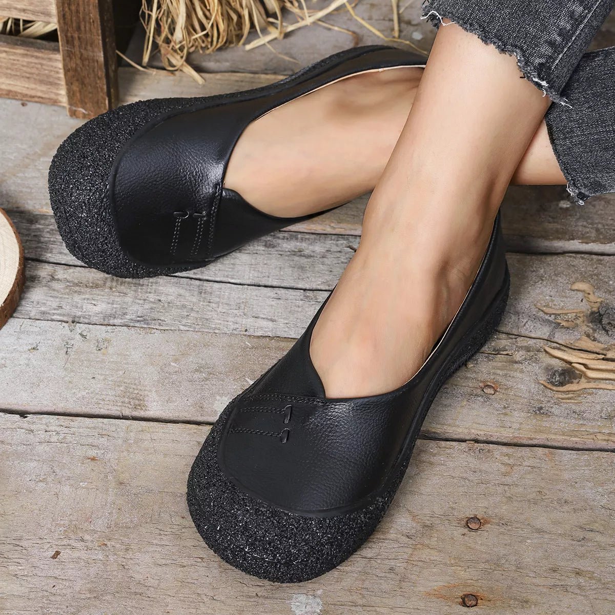 Round Toe Flats Slip - Ons - MAD RUFFI