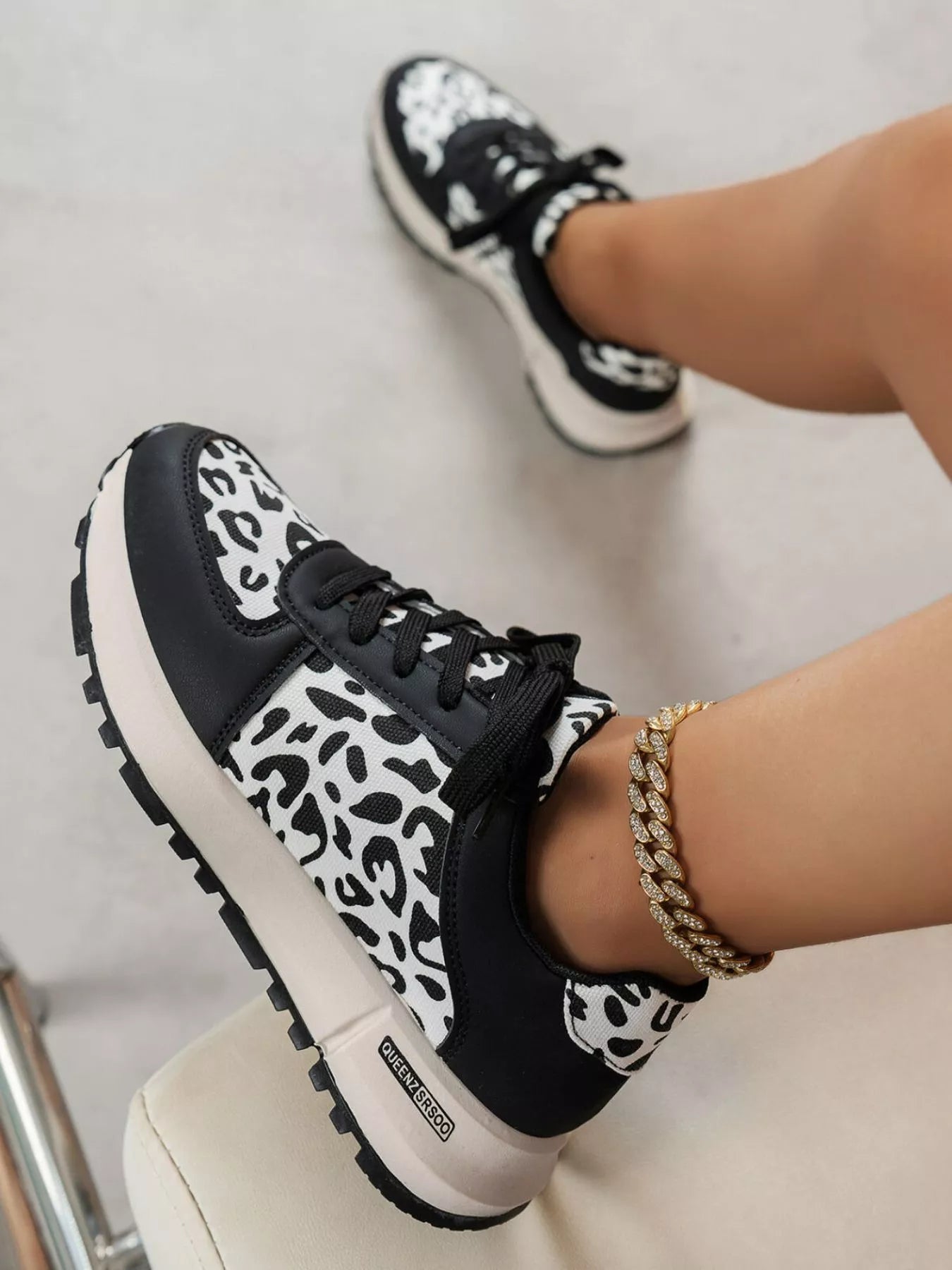 Round Toe Leopard Sneakers - MAD RUFFI